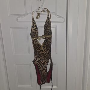 Marciano Leopard Print One-Piece with Gold Trim